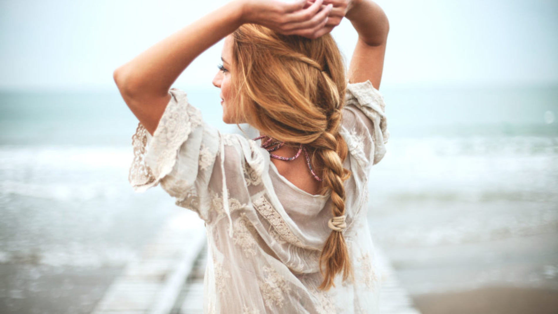 Dreamy girl  on beach