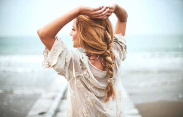 Dreamy girl  on beach